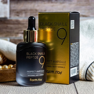 Farmstay Peptide9 and Black Snail Perfect Ampoule deep replenishing 35ml