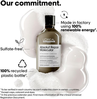 L’Oreal Professionnel | Absolut Repair Molecular Hair Shampoo, Sulfate-free, Repair Damage & Restore Strength, For All Damaged Hair Types, SERIE EXPERT, 300ml