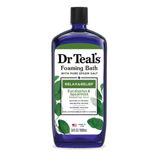 Dr Teal's Pure Epsom Salt Foaming Bath, Relax & Relief, Eucalyptus & Spearmint - 1000ml | Dr Teal’s