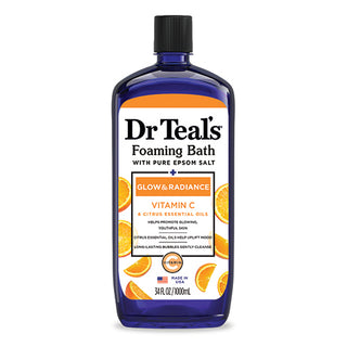 Dr Teal’s Foaming Bath, Glow & Radiance with Vitamin C & Citrus Essential Oils, 1000ml | Dr Teal’s