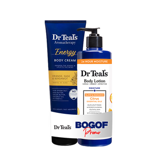 Dr Teal’s Vitamin C Body Lotion | Citrus Essential Oils, 532ml & Energy Body Cream + Orange, Sage & Bergamot, 226.8g