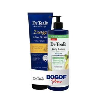Dr Teal's Body Lotion, Glow & Hydrate Ceramides & Avocado Oil, 523ml & Energy Body Cream + Orange, Sage & Bergamot, 226.8g