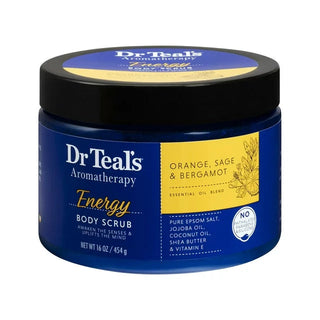 Dr Teal’s Aromatherapy Energy Body Scrub with Orange, Sage and Bergamot, 454ml