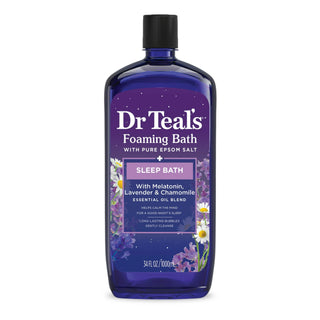 Dr Teal's Foaming Bath, Sleep Bath with Melatonin, Lavender & Chamomile Essential Oils - 1000ml | Dr Teal’s