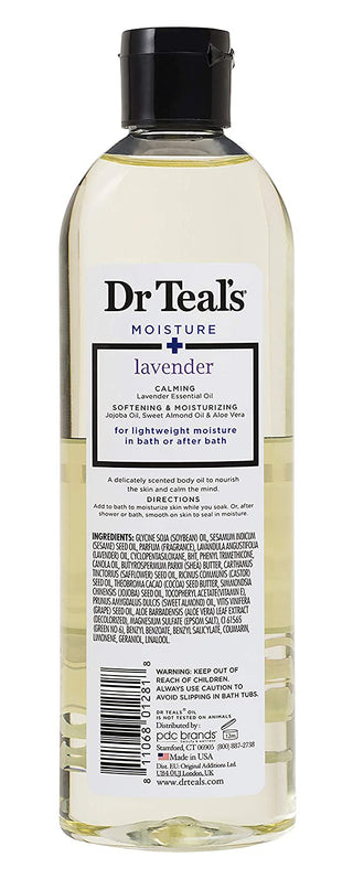 Dr Teal's Moisturizing Bath and Body Oil, Soothe & Sleep with Lavender Essential Oil, 260 mL