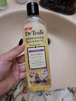 Dr Teal's Moisturizing Bath and Body Oil, Soothe & Sleep with Lavender Essential Oil, 260 mL