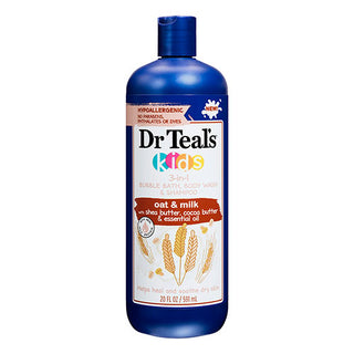 Dr Teal's Oat & Milk with Shea Butter, Cocoa Butter & Essential Oil 3-in-1 Bubble Bath, Body Wash, & Shampoo, 591ml