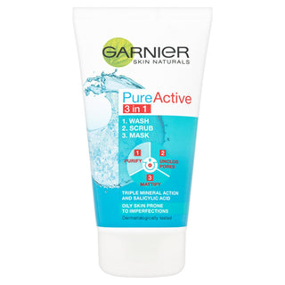 Garnier 3In1 Clay, Face Scrub and Mask, Pure Active, 150ml