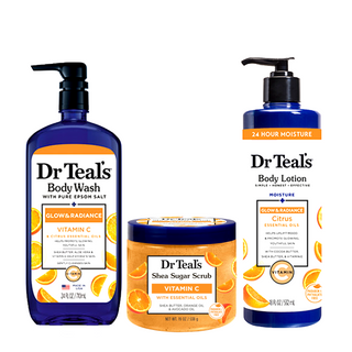 Dr Teal’s Vitamin C Body Lotion 532ml + Glow Radiance Body Wash With Vitamin C & Citrus Essential Oils, 710ml+ Shea Sugar Scrub, Citrus, Vitamin C & Essential Oil - 538ml