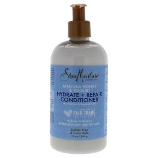 SheaMoisture Manuka Honey & Yogurt Hydrate & Repair Conditioner is a 384ml ultra-moisturizing rinse-out conditioner designed to nourish and repair dry, damaged hair. Enriched with Manuka Honey, Fair Trade Shea Butter, and Yogurt Extract, it helps to detangle, hydrate, and strengthen hair, promoting softness and shine.