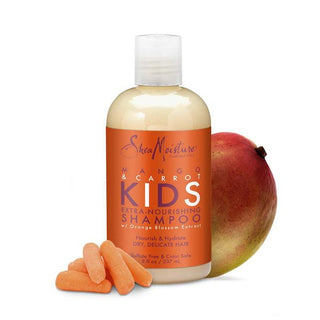 The Shea Moisture Mango & Carrot Kids Extra-Nourishing Shampoo is a gentle cleansing product specifically designed for children's fine and delicate hair. Enriched with natural ingredients like mango butter and carrot oil, this 236g shampoo nourishes, softens, and detangles hair, making it easy to brush and manage.