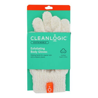 CleanLogic Exfoliating Bath and Shower Gloves, Certified Organic, 1 Pair