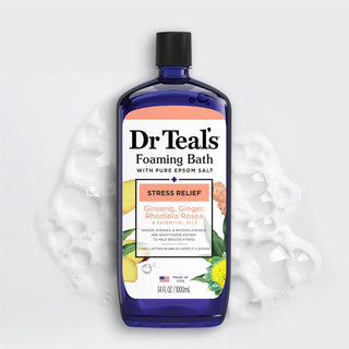 Dr Teal's Foaming Bath with Pure Epsom salt Ginseng, Ginger, Rhodiola Rosea & Essential Oil 1000Ml