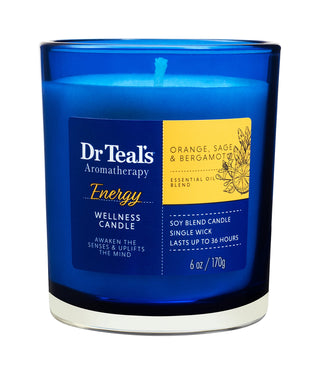 Dr Teals Aromatherapy Energy Wellness Candle with Orange, Sage & Bergamot - 170ml