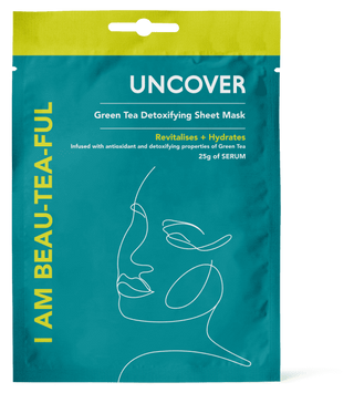 Uncover Green Tea Detoxifying Sheet Mask 25g of serum