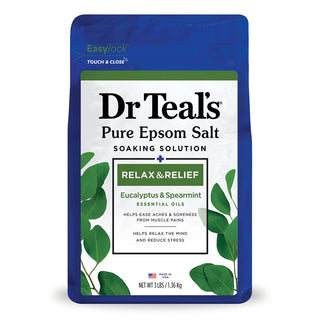 Dr Teal's Epsom Magnesium Salt Soak, Relax & Relief with Eucalyptus and Spearmint 1360ml