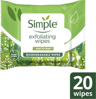 Simple Kind To Skin Exfoliating Cleansing Facial Wipes 20Pcs