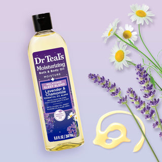 Dr Teal's Moisturizing Bath & Body Oil, Sleep Blend with Melatonin, Lavender & Chamomile Essential Oils, 260ml