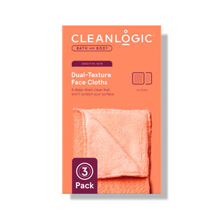 Cleanlogic Bath and Body Sensitive Skin Dual-Texture Face Cloths, Assorted Colors, 3 Count