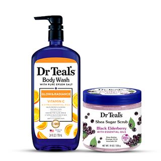 Dr Teal's Glow & Radiance Vitamin C Body Wash and Shea Sugar Scrub Elderberry Combo