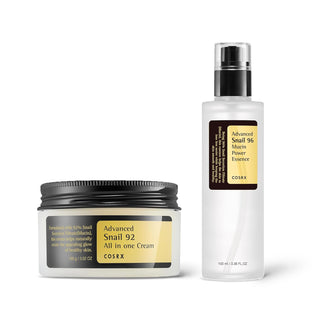 COSRX Best Seller Duo- Snail 92 Cream & Snail 96 Essence, Daily Face Gel Moisturizer and Hydrating Serum for Face with Snail Secretion Filtrate, Korean Skin Care 100ml