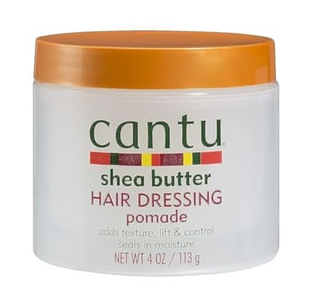 Cantu Shea Butter Hair Dressing Pomade, 4 oz, for moisturizing, texturizing, and adding shine.