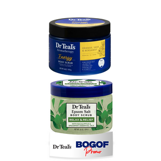 Dr Teal's Eucalyptus & Spearmint Relax and Relief Body Scrub, 454g & Aromatherapy Energy Body Scrub with Orange, Sage and Bergamot, 454ml
