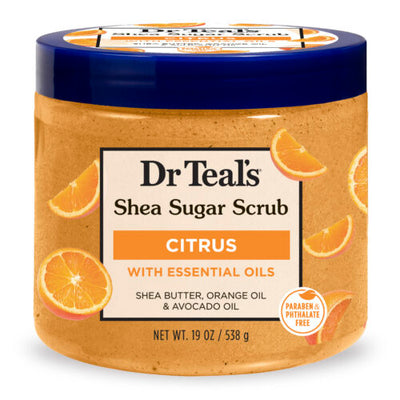 Dr Teal's Shea Sugar Scrub, Citrus, Vitamin C & Essential Oil - 538G - Perfect Trust Beauty
