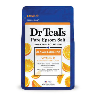 Dr Teal's Epsom Salt Magnesium Soak, Glow & Radiance with Vitamin C & Citrus Essential Oils,1,361g