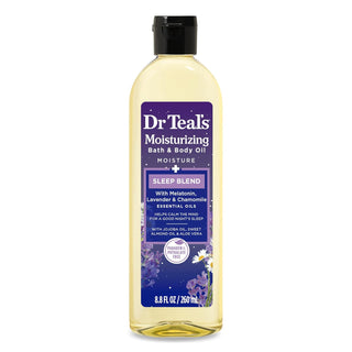 Dr Teal's Moisturizing Bath & Body Oil, Sleep Blend with Melatonin, Lavender & Chamomile Essential Oils, 260ml