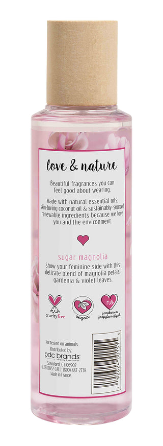 Love & Nature Vegan Fragrance Body Mist, Sugar Magnolia with Essential Oils 237ml