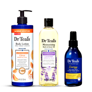 Dr Teal's Vitamin C Body Lotion, Lavender Oil & Aromatherapy Energy Room Spray Set