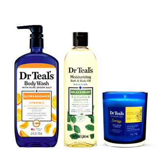 Dr Teal's Vitamin C Body Wash, Lavender Oil & Aromatherapy Energy Candle Bundle