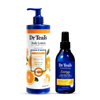 Dr Teal's Moisture Plus Radiant Body Lotion, Citrus,532ml and Dr Teal's Aromatherapy Energy Body & Room Spray with Orange, Sage, and Bergamot