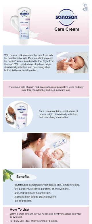 Sanosan Baby Care Cream Tube with Milk Protein, 100 ml