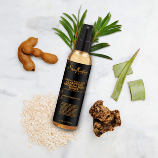 SheaMoisture African Black Soap clarifying toner for acne-prone skin, made with Witch Hazel, Oat, and Tea Tree Oil. Sulphate-free, paraben-free, and cruelty-free