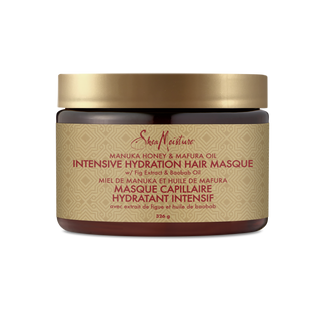 The SheaMoisture Manuka Honey & Mafura Oil Intensive Hydration Masque is a deeply nourishing hair treatment designed to hydrate and revitalize dry or damaged hair. Formulated with certified organic ingredients, including Manuka honey, Mafura oil, and Baobab oil,