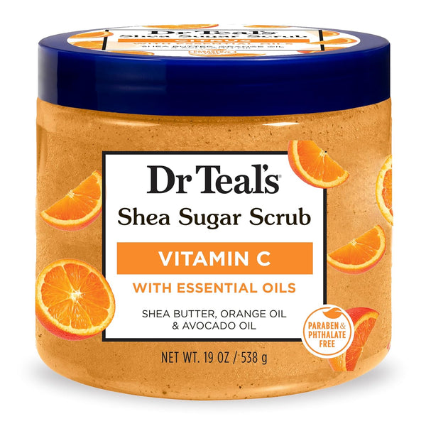 Dr Teal's Shea Sugar Scrub, Citrus, Vitamin C & Essential Oil - 538G - Perfect Trust Beauty