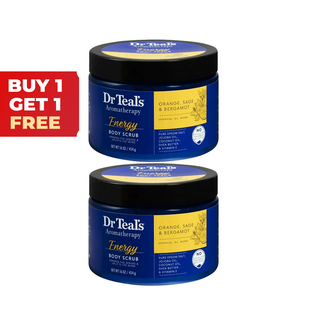 Dr Teal's Aromatherapy Energy Body Scrub with Orange, Sage and Bergamot, 454ml Plus 1