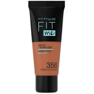 Maybelline Fit Me Matte + Poreless Liquid Foundation Makeup, 356 Warm Coconut, 1 fl oz