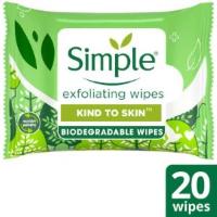 Simple Kind To Skin Exfoliating Cleansing Facial Wipes 20Pcs